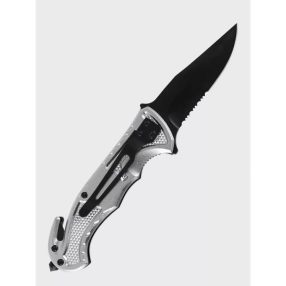 Ezüst Mil-Tec Rescue zsebkés üvegtörővel, klipsszel